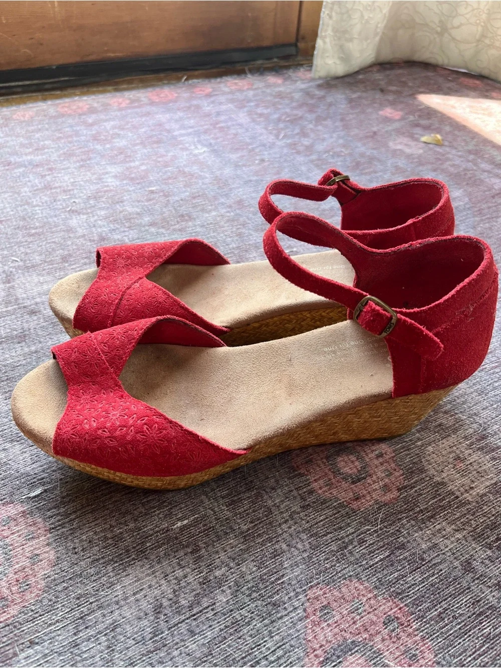 Tom’s Red Suede Platform Sandals